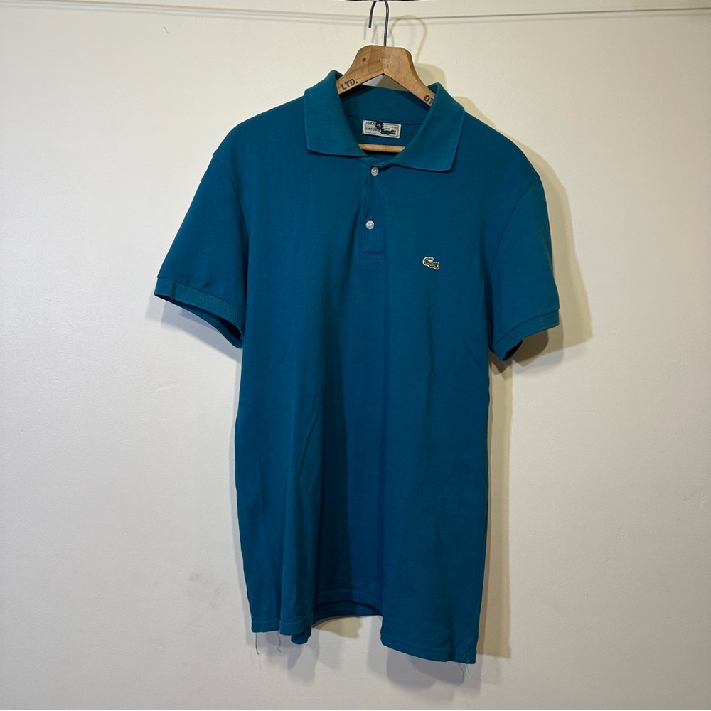 Vintage Lacoste Men's Teal Polo Shirt